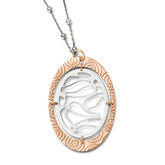 Sophia Jewelers 925 Sterling Silver & Rose Gold-Plated Textured Oval Necklace