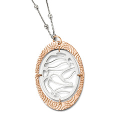 Sophia Jewelers 925 Sterling Silver & Rose Gold-Plated Textured Oval Necklace