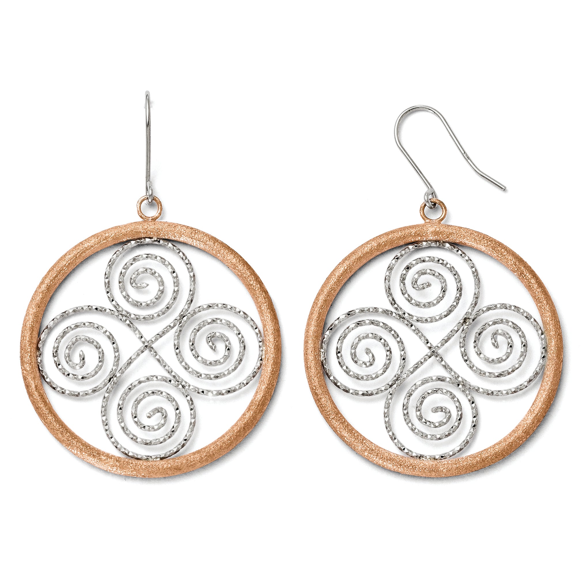 Sterling Silver Rose Gold-plated Shepherd Hook Earrings