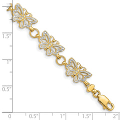 14k w/Rhodium Butterfly Bracelet