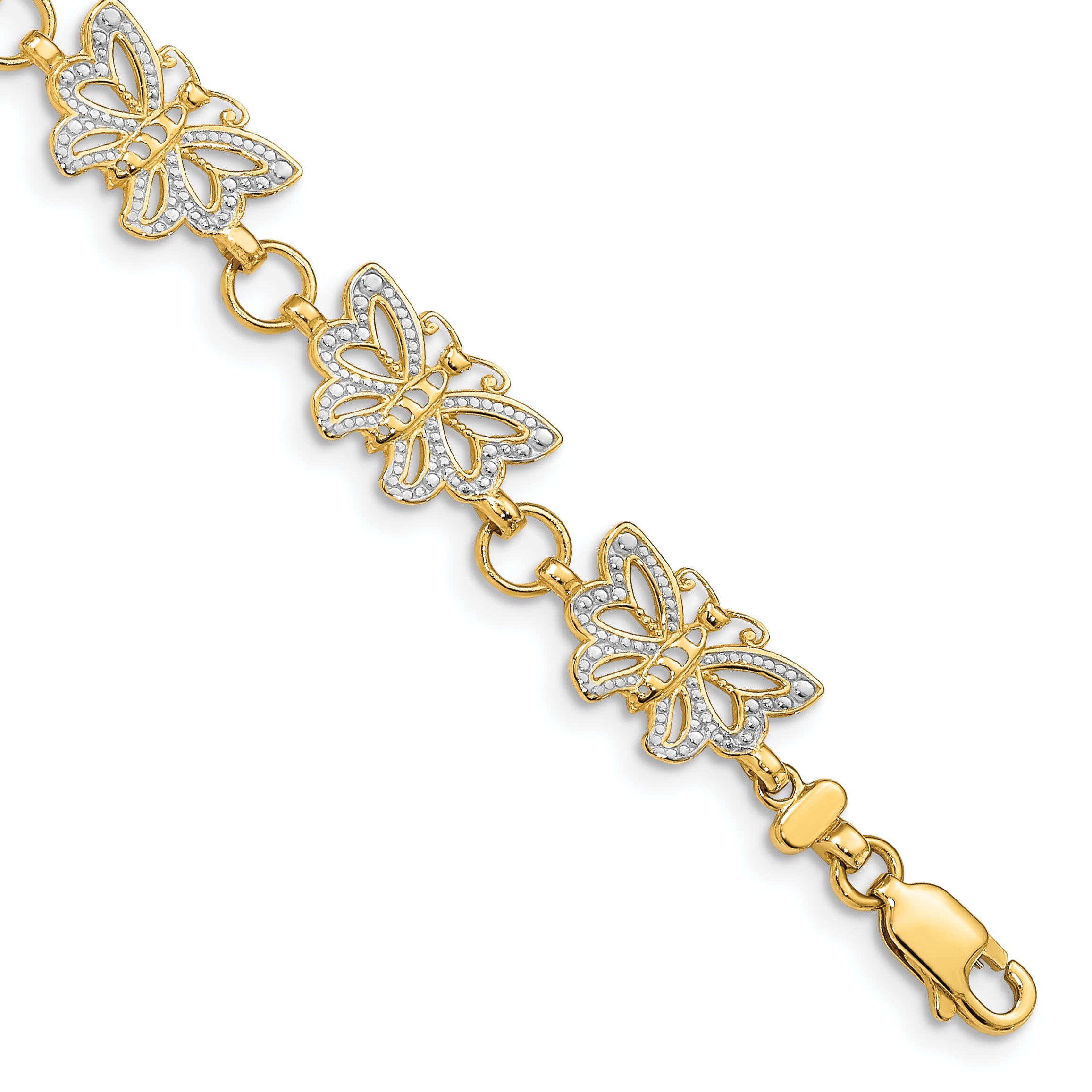 14k w/Rhodium Butterfly Bracelet