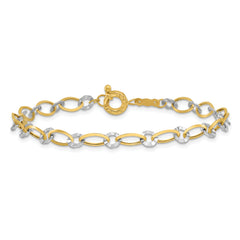 14K Two-tone Oval and Diamond Cut Circle Bracelet