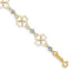 14k Two-tone Diamond-cut Open Clovers & Beads Bracelet