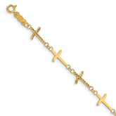 14k Polished Diamond-cut Crosses w/1in. Ext. Bracelet