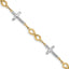 14K w/ Rhodium Polished Cross Infinity Symbol Link Bracelet