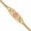 14K Two-tone Brushed & Polished Butterfly & Flowers Bracelet