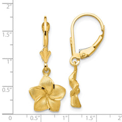 14K Yellow Gold Satin & Diamond-Cut Plumeria Dangle Earrings for Women