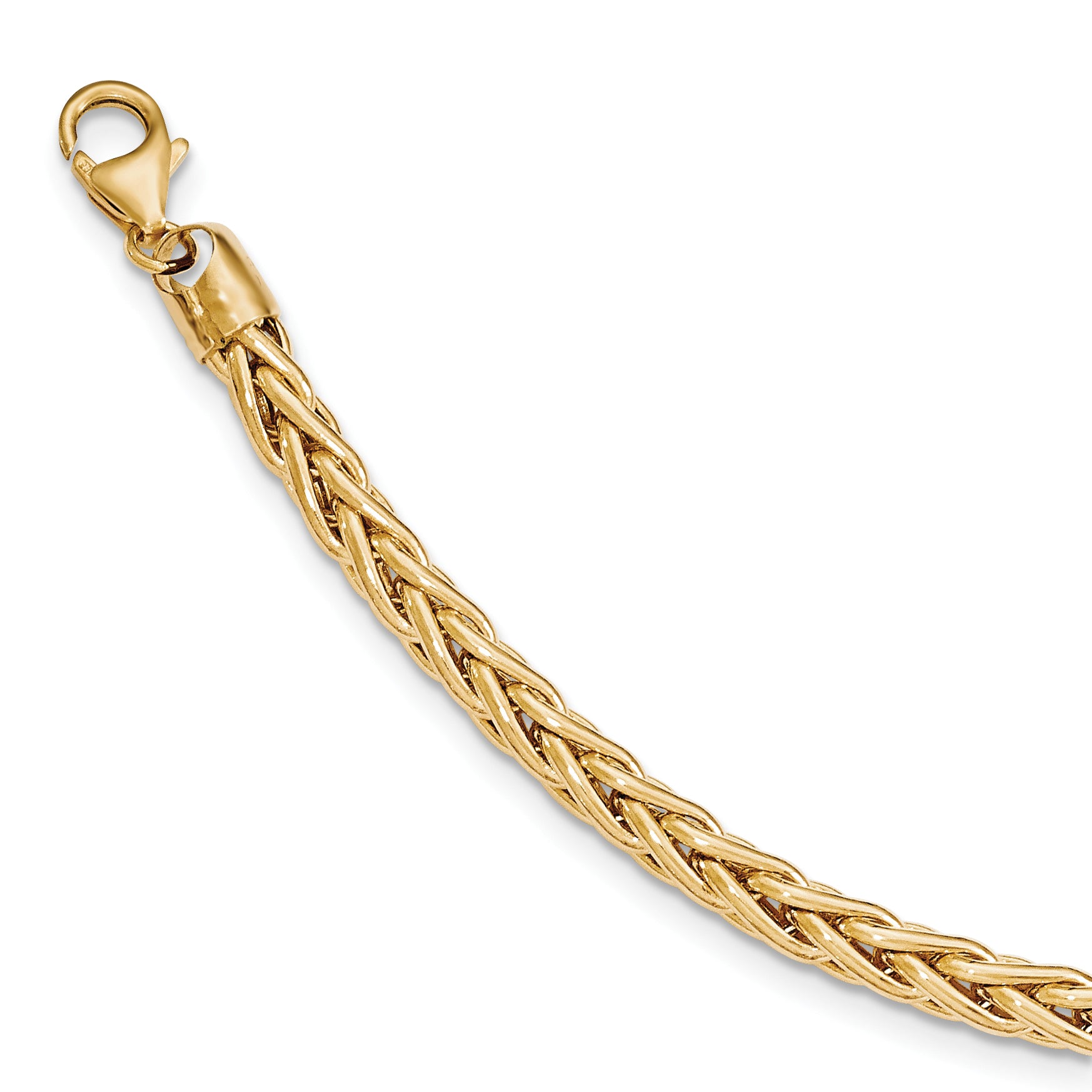 14K Polished 8.5in Wheat Chain Bracelet