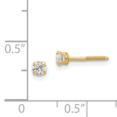 14K Gold Cubic Zirconia Stud Earrings with Polished Finish