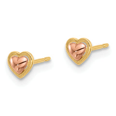 14k Madi K Two-Tone Polished Heart Post Earrings