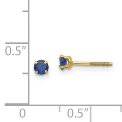 14K Gold Sapphire Birthstone Stud Earrings with Polished Finish