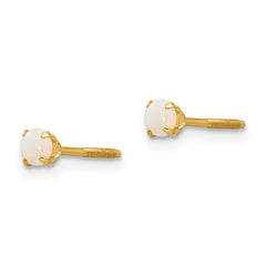 14K Gold Natural Opal Stud Earrings with Polished Finish & Screw Back
