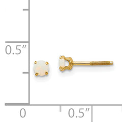 14K Gold Natural Opal Stud Earrings with Polished Finish & Screw Back