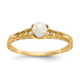 14k Madi K 3mm Fresh Water Cultured Pearl Birthstone Baby Ring