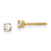 14k Madi K 3mm Imitation April Birthstone Earrings