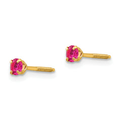 14K Gold Ruby Birthstone Stud Earrings with Polished Finish, Nickel-Free