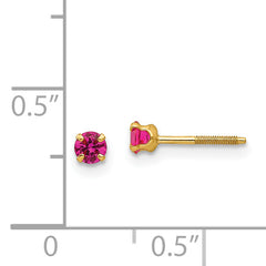 14K Gold Ruby Birthstone Stud Earrings with Polished Finish, Nickel-Free