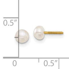 14K Gold Freshwater Pearl Screwback Earrings Polished, Nickel-Free Elegance