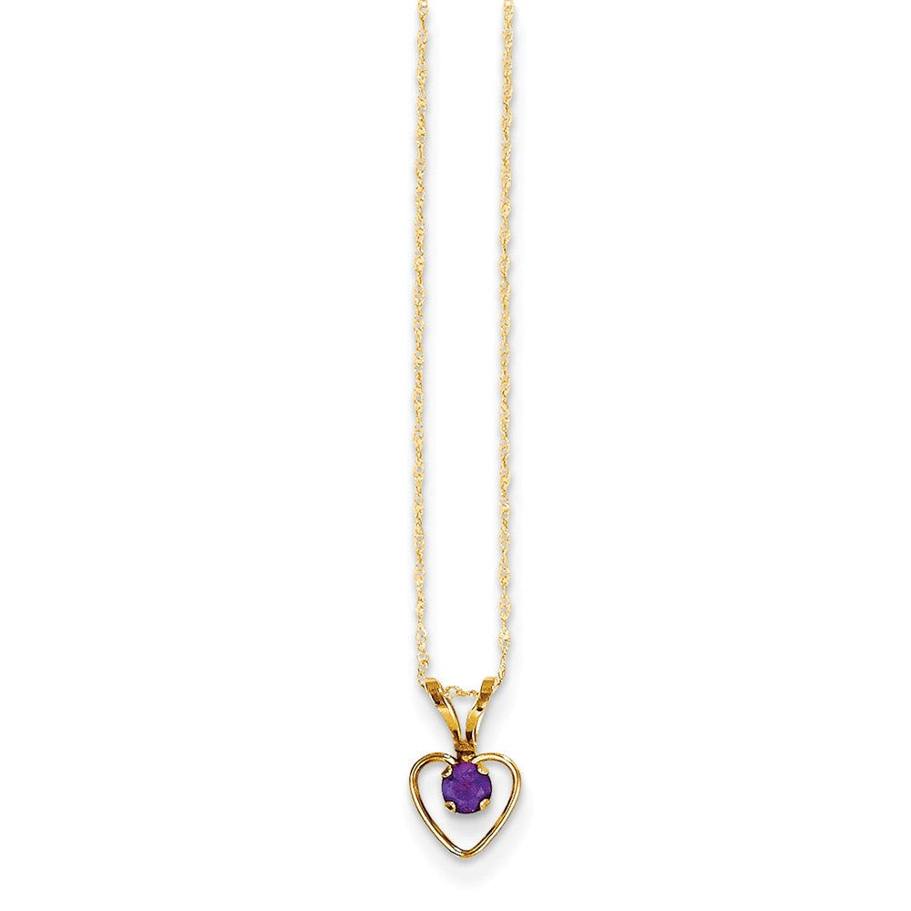 14K Madi K 3mm Amethyst Heart Birthstone Necklace