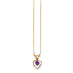 14K Madi K 3mm Amethyst Heart Birthstone Necklace