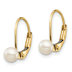 14K Gold Freshwater Pearl Leverback Earrings Polished Elegance