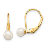 14K Madi K 4-5mm White Round FW Cultured Pearl Leverback Earrings