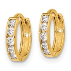 14K Gold Hinged Hoop Earrings with Cubic Zirconia Polished & Nickel-Free