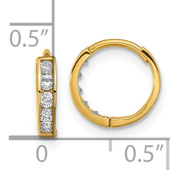 14K Gold Hinged Hoop Earrings with Cubic Zirconia Polished & Nickel-Free