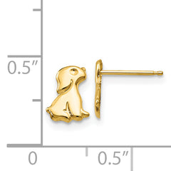 14K Gold Polished Sitting Dog Earrings for Women Nickel Free, Petite & Solid