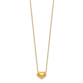 14K Gold Children's Hollow Heart Necklace with Extension Chain