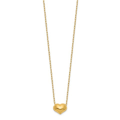 14K Gold Children's Hollow Heart Necklace with Extension Chain