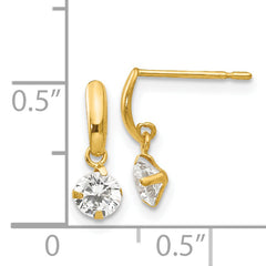 14K Gold Madi K CZ Dangle Earrings for Girls Polished, Nickel-Free