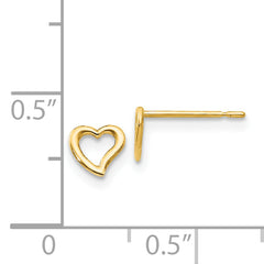 14k Gold Children's Heart Earrings with Polished Finish and Nickel-Free Design