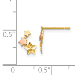14K Yellow & Rose Gold Two-Tone Star Earrings for Girls Polished Finish