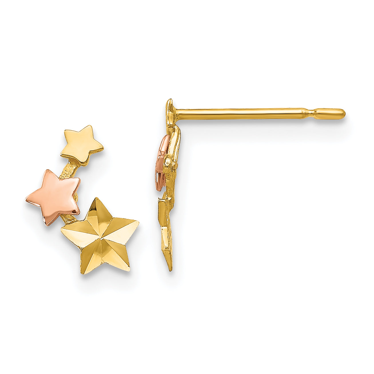 14k Yellow & Rose Gold Madi K D/C Children's Star Post Earrings