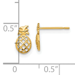 14K Gold Children's Pineapple Earrings with Polished Finish Nickel-Free
