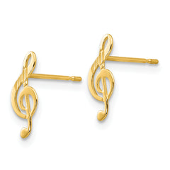 14K Gold Music Note Earrings for Girls, Polished Nickel-Free Design