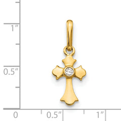 14K Gold Children's Cross Pendant with Cubic Zirconia Elegant and Gift-Ready