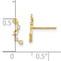 14K Gold Curved Star CZ Dangle Earrings Polished, Nickel-Free Ear Climbers