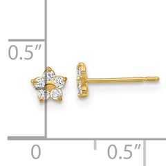 14K Gold Madi K Kids CZ Star Earrings with Polished Finish