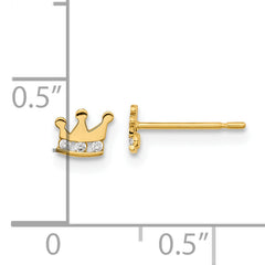 14K Gold Madi K Kids Crown Earrings with CZ Stones Polished, Nickel-Free