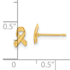14K Gold Awareness Ribbon Post Earrings with Polished Finish Nickel Free