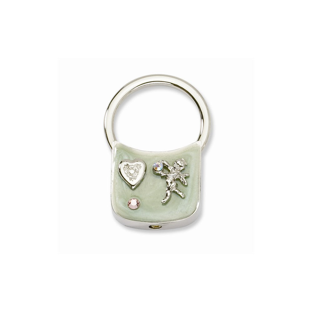 Silver-tone Angel With Crystals Light Green Enamel Key Fob