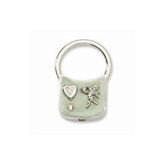 Silver-tone Angel With Crystals Light Green Enamel Key Fob