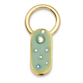 Gold-tone Women's Key Fob with Green Enamel and Crystals
