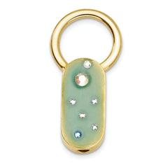 Gold-tone Women's Key Fob with Green Enamel and Crystals