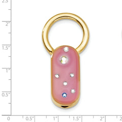 Gold-tone Pink Enamel With Crystals Key Fob