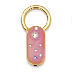 Gold-Tone Pink Enamel Crystal Women's Key Fob by Sophia Jewelers