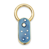 Gold-tone Women's Key Ring with Blue Enamel and Crystals