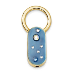 Gold-tone Women's Key Ring with Blue Enamel and Crystals